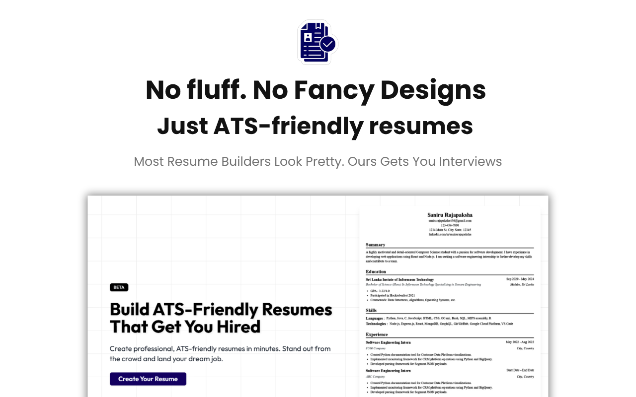 Screenshot of ATSResumeGenerator
